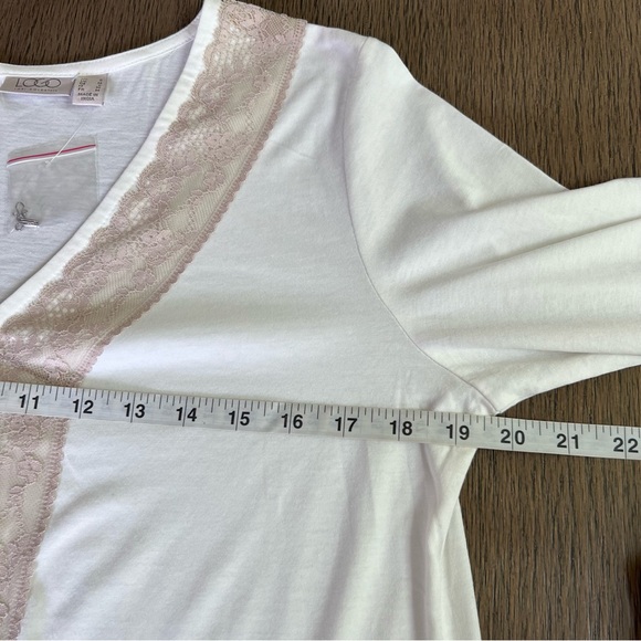 New LOGO By Lori Goldstein Cotton Embroidered Lace Front Hook Closure Tunic Top - Picture 12 of 16